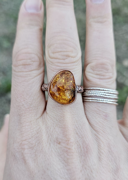 Baltic Sea Amber Ring - size 9.5