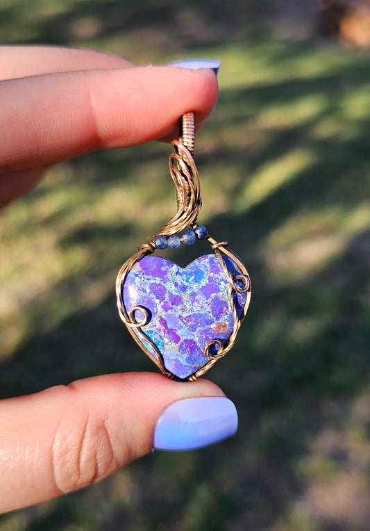 Purple Mojave Turquoise Heart Pendant