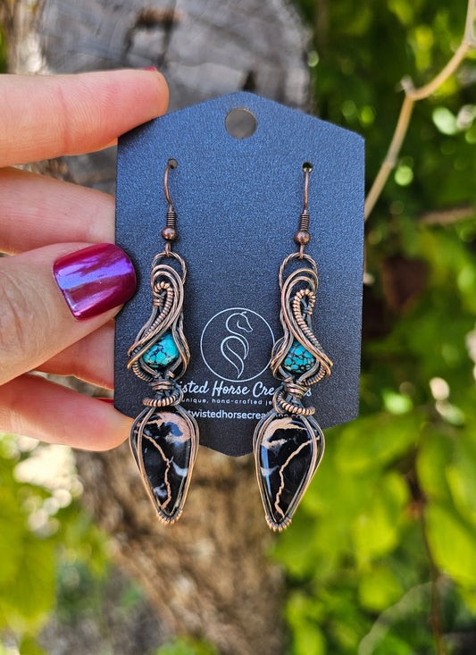 Iron Buffalo & Turquoise Earrings