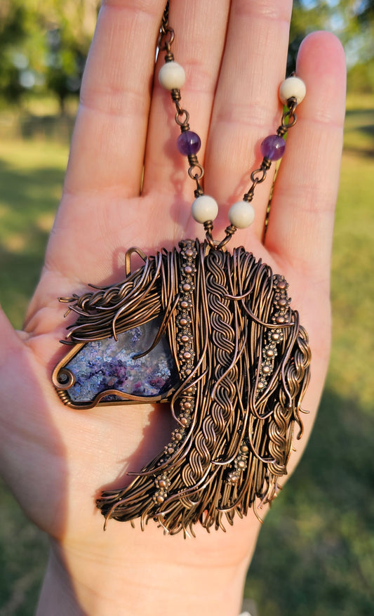 Purple Moss Agate Horse