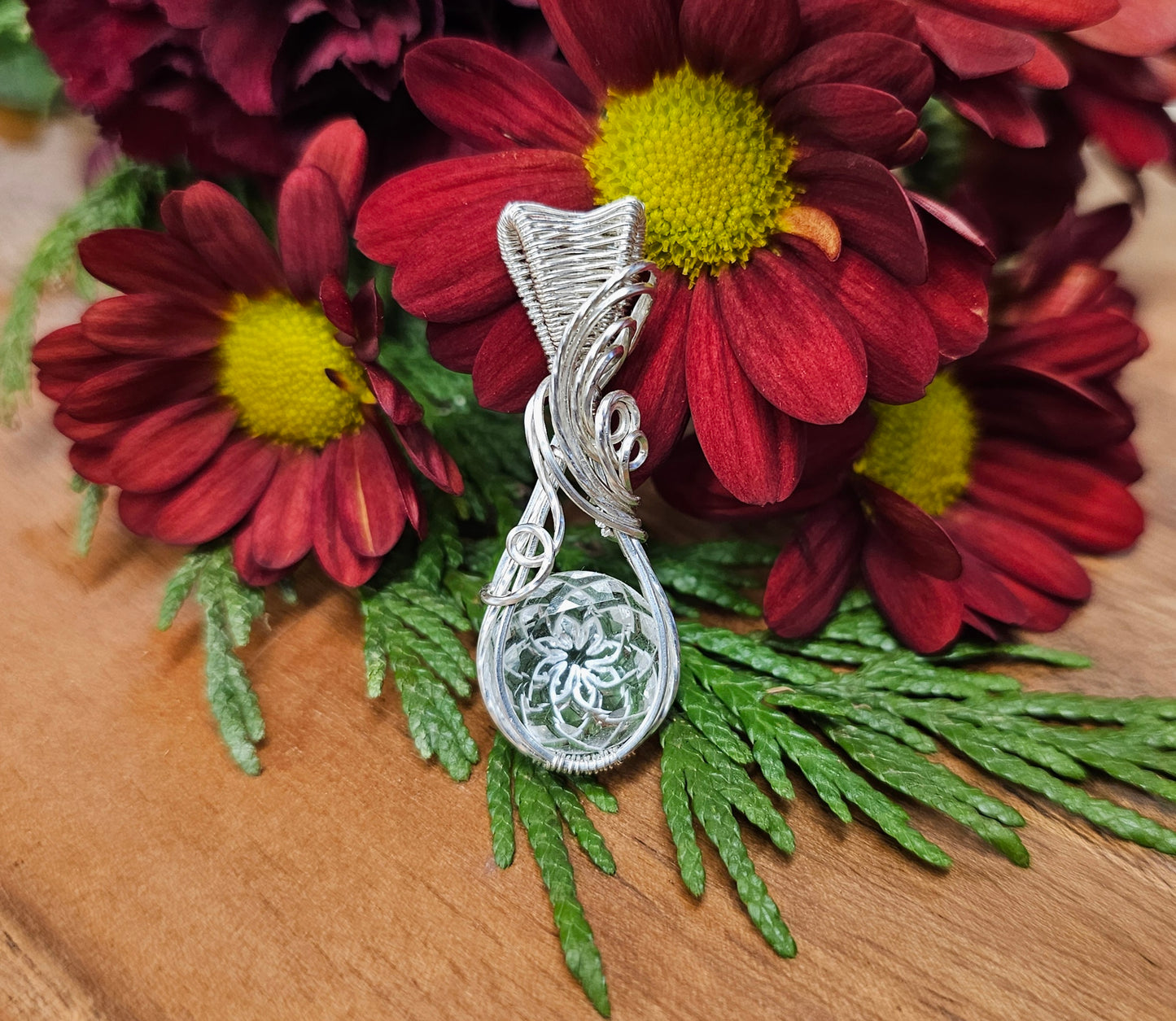 Reverse-Carved Quartz Pendant